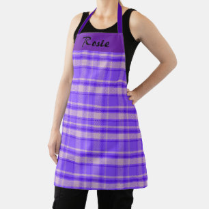 Tablier Plaid Joyeux Peri Personnalisable, Tartan Violet