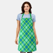 Tablier Plaid Moderne Du Milieu Du Siècle, Jade Green & Tu (Porté)