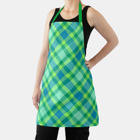 Tablier Plaid Moderne Du Milieu Du Siècle, Jade Green & Tu (Insitu)