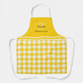 Tablier Plaid Monogramme Jaune et Blanc Nom (Recto)