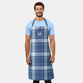 Tablier Plaid Monogramme personnalisé / Motif Tartan (Porté)