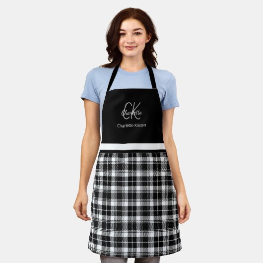 Tablier Plaid noir et blanc classique (Porté)