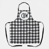 Tablier Plaid Noir et Blanc Monogrammé Personnalisé (Recto)