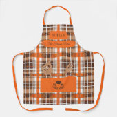 Tablier Plaid Orange personnalisable avec ustensiles de cu (Recto)