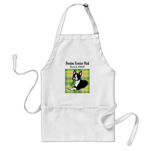 Tablier Plaid personnalisé du papa 1 de Boston Terrier