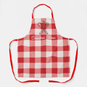 Tablier Plaid Red & White Custom Name Gift (Recto)