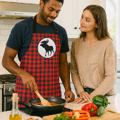 Tablier Plaid rouge de Buffalo avec orignal noir