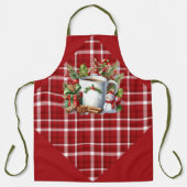 Tablier Plaid rouge et petit cerf endormi (Recto)