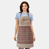 Tablier Plaid rustique canneberge, brun foncé et blanc (Porté)