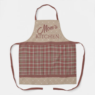 Tablier Plaid rustique canneberge, brun foncé et blanc