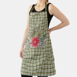 Tablier Plaid vert et arbres de Noël inadaptés