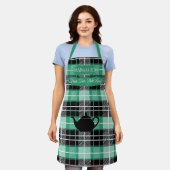 Tablier Plaid vert frais de Margaux avec théière (Porté)