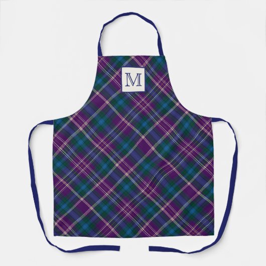 Tablier Plaid violet, bleu et vert (Recto)