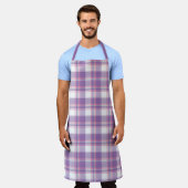 Tablier Plaid violet et blanc (Porté)