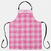 Tablier Plaids roses avec monogramme personnalisé initiale (Recto)