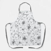 Tablier Plan floral esquissé Motif gris/Wht ID939 (Recto)