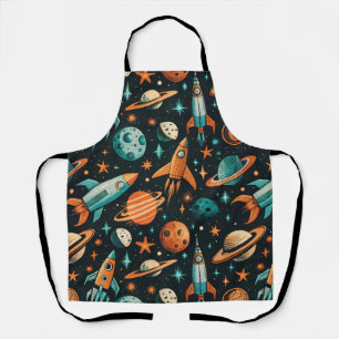 Tablier Planètes de l'espace de rêve Teal Orange Cosmique