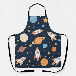 Tablier Planètes Fusées Espace Motif Mignon