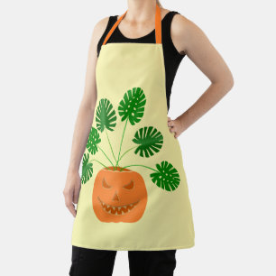 Tablier Plante Halloween Monstera en Citrouille