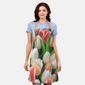 Tablier Plante rose Tulipes florale Apron (Porté)