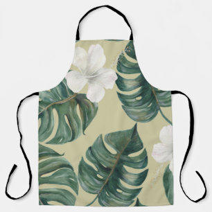 Tablier Plantes d'aquarelle tropicale : motif transparent.