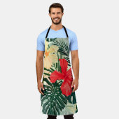 Tablier Plantes tropicaux hawaïens, fleurs colorées. (Porté)