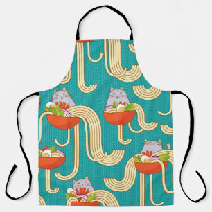 Tablier Plaques de nouilles et chats amusants. Nouilles av