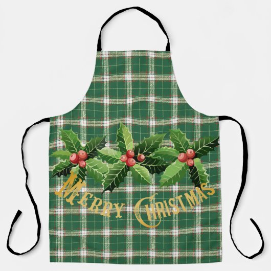 Tablier Plat blanc vert de Noël (Recto)