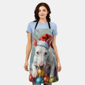 Tablier Playful Bull Terrier Dog Guarding Christmas (Porté)