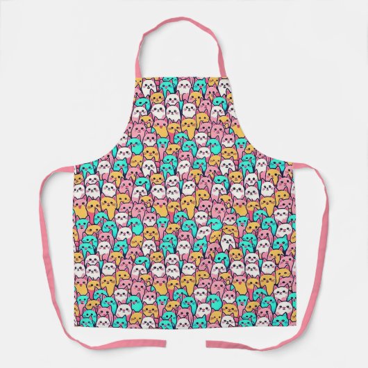 Tablier Playful Minimalist Cats in Multi-Coloured Pastels (Recto)