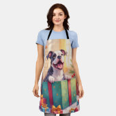 Tablier Playful Pitbull Opening Christmas Gifts Holiday (Porté)