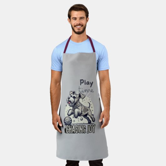 Tablier Playtime de chiot : Gray Chien's Ball-Chasing amus (Porté)