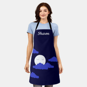 Tablier Pleine lune souriante avec nuages