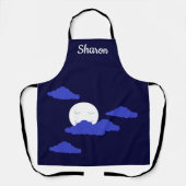 Tablier Pleine lune souriante avec nuages (Recto)