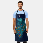 Tablier Plumes de paon Peacocks Turquoises (Porté)