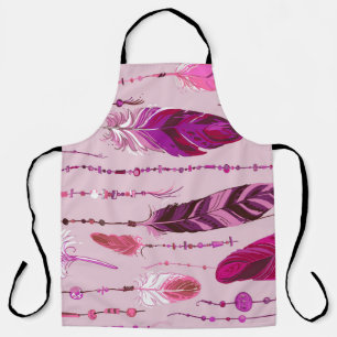 Tablier Plumes ethniques : Motif de couleur vive.