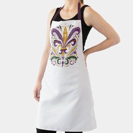 Tablier plumes fleur de lis jaune, vert, violet (Insitu)