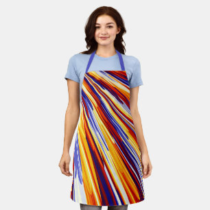 Tablier Plumes géométriques Abstraites orange bleu