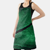 Tablier Plumes Vertes, Belle Texture Motif. (Insitu)