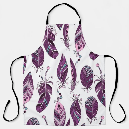 Tablier Plumes violettes : Vintage Ornementale sans joint. (Recto)