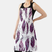 Tablier Plumes violettes : Vintage Ornementale sans joint. (Insitu)