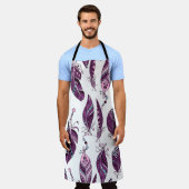 Tablier Plumes violettes : Vintage Ornementale sans joint. (Porté)