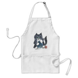 Tablier Plus bavardent le jeu par le chaton gris de tigre,