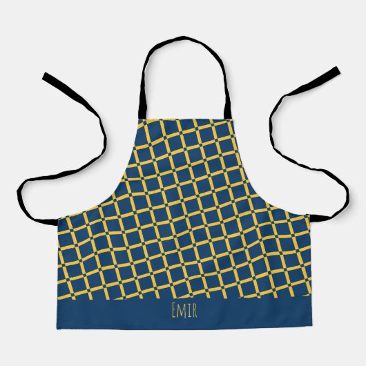 Tablier Plus Motif minimum bleu jaune (Recto)