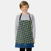 Tablier Plus Motif minimum bleu jaune (Porté)