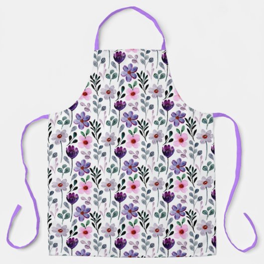 Tablier Plutôt Rose Et Violet Floral (Recto)