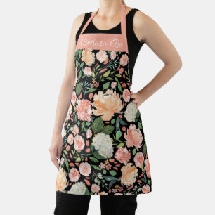Tablier Poche de printemps Aquarelle Florale Black Bride ê