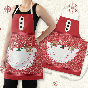 Tablier Poche pleine de Xmas Parties scintillant rouge mé