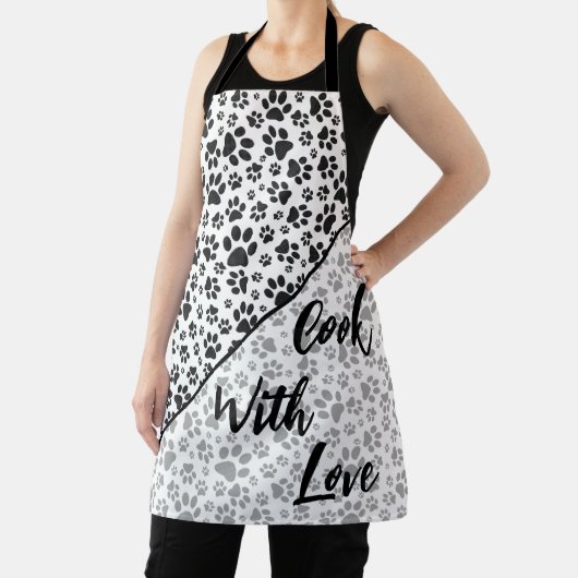 Tablier Poches de chien noir et blanc Polka Dot Apron (Insitu)