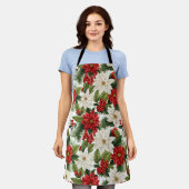 Tablier Poinsettia de Noël – Conception florale de vacance (Porté)